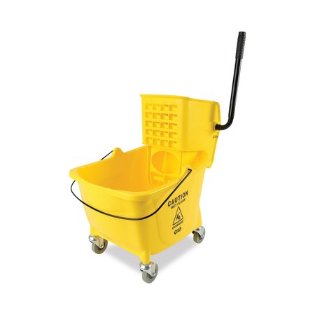 BOARDWALK 35 qt Side Press Mop Bucket and Wringer, Yellow/Silver, Plastic/Metal 3485205